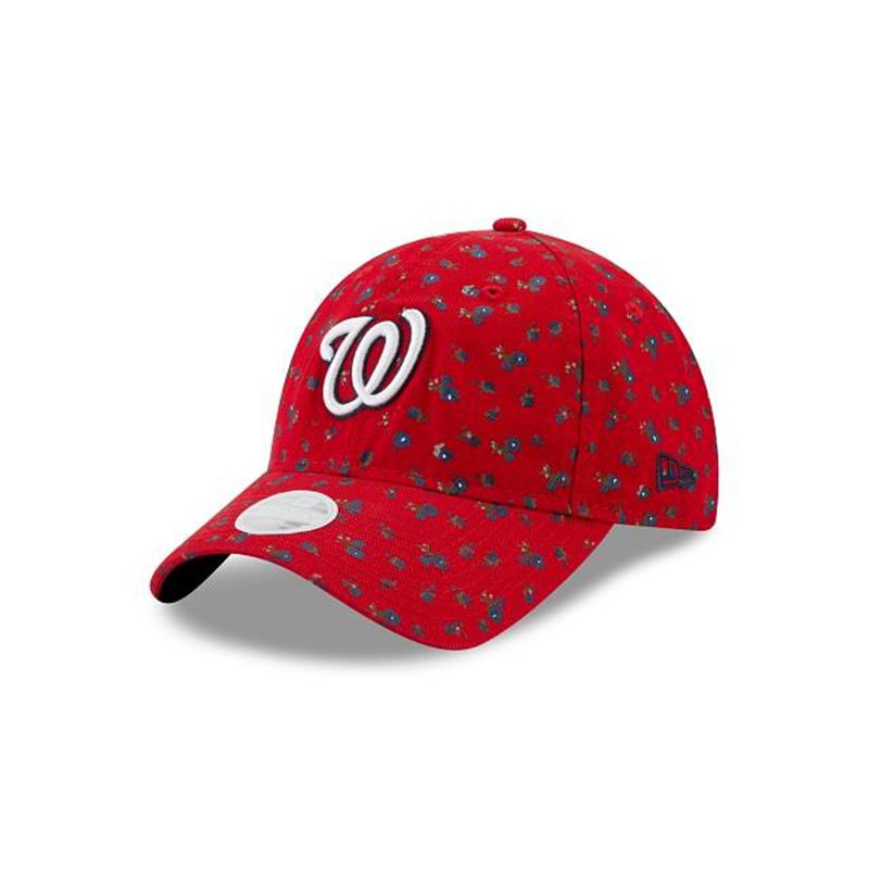 MLB Washington Nationals Womens Floral 9Twenty Adjustable (DBL9915) - Red New Era Caps